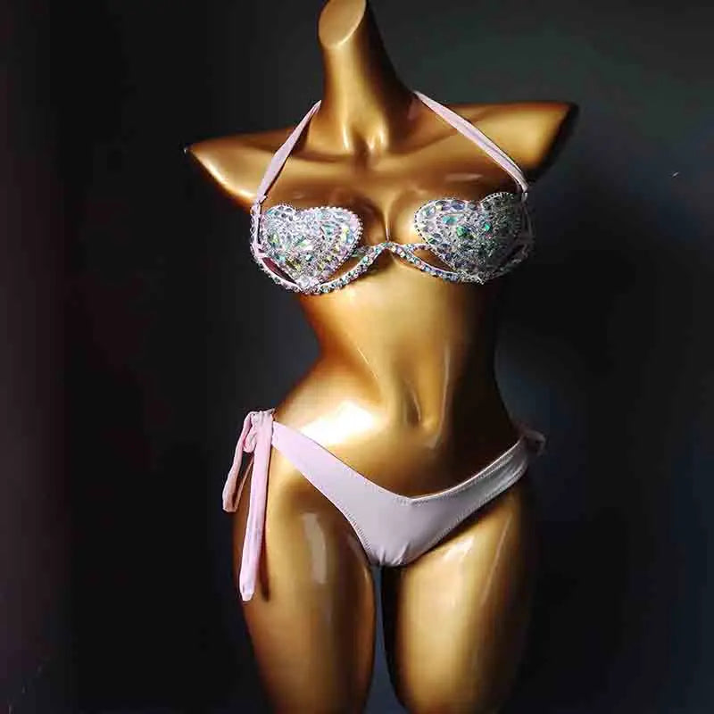 2020 venus vacation sexy women bikini set diamond swimwear bling stones bathing suit rhinestone beachwear biquini