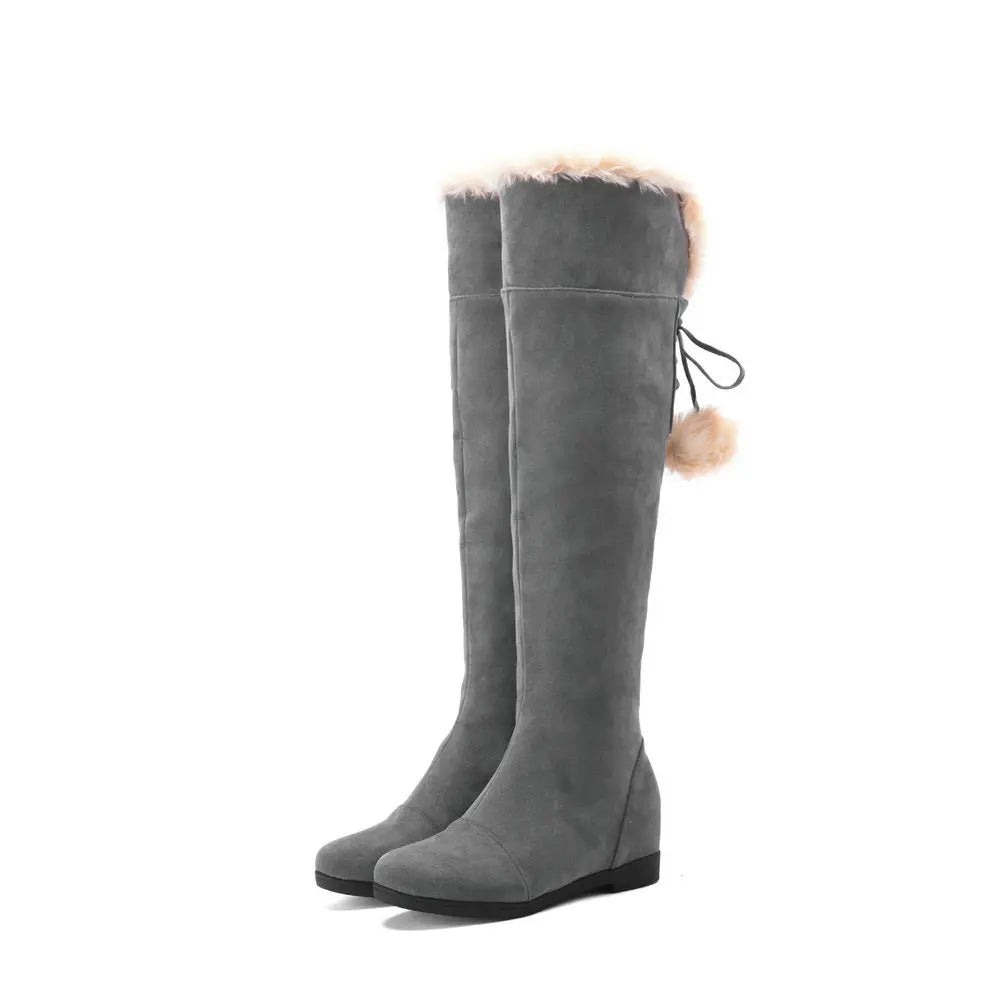 Lady Boots Rock Shoes Woman Sexy Thigh High Heels High Sexy Lace Up Clogs Platform Round Toe Luxury Designer Ladies  Women
