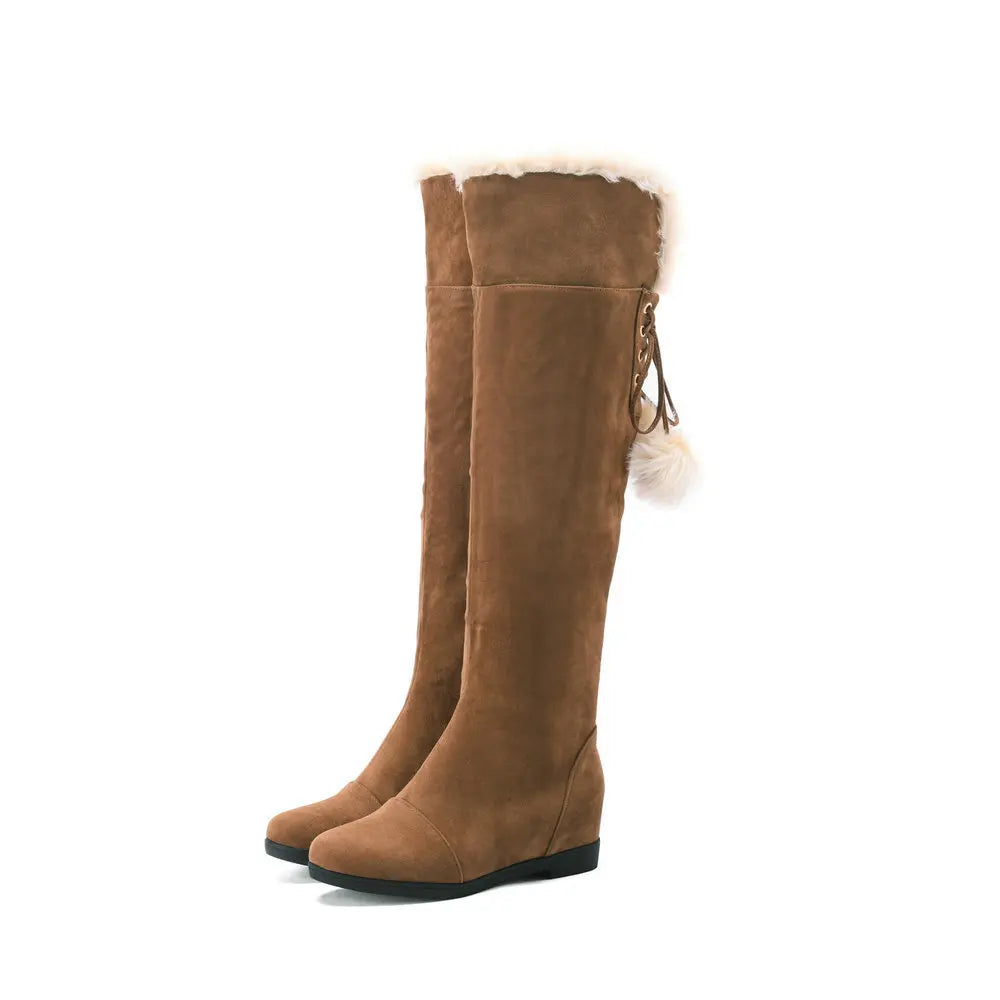 Lady Boots Rock Shoes Woman Sexy Thigh High Heels High Sexy Lace Up Clogs Platform Round Toe Luxury Designer Ladies  Women