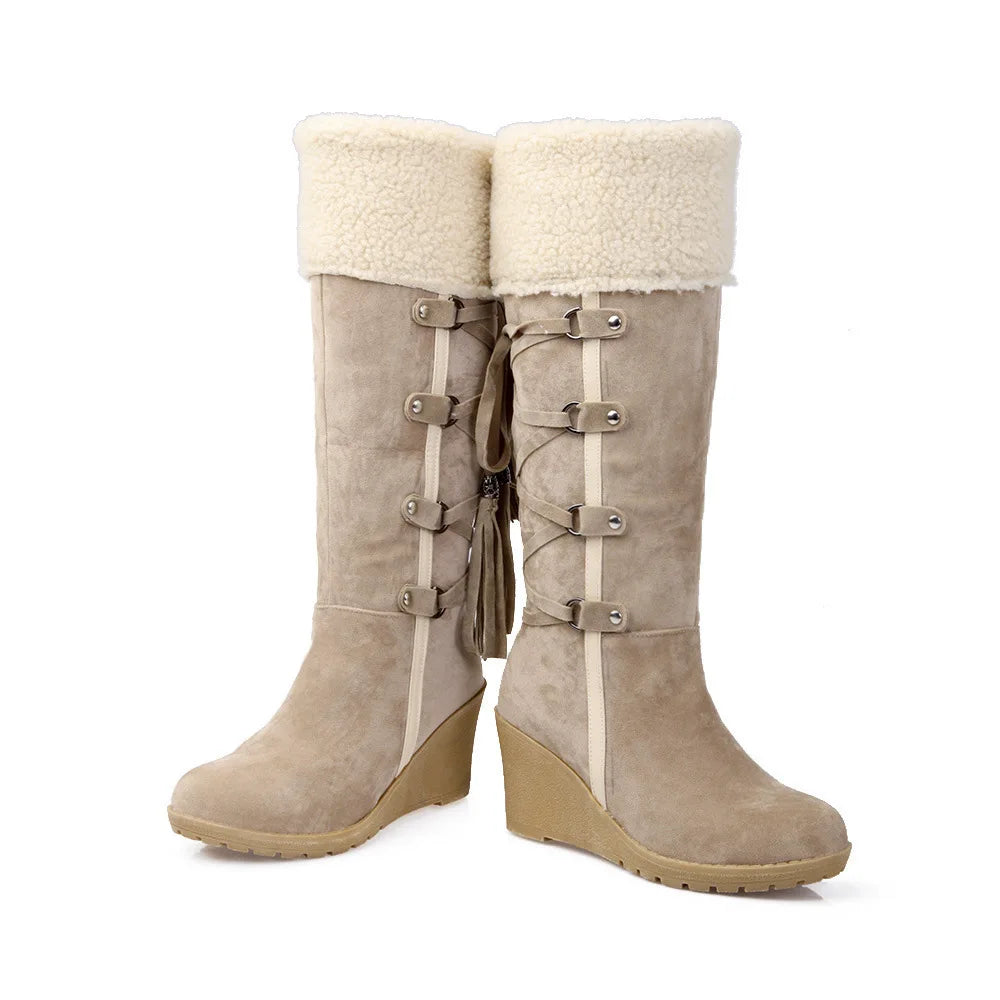 Lady Boots Rock Shoes Woman Sexy Thigh High Heels High Sexy Lace Up Clogs Platform Round Toe Luxury Designer Ladies  Women